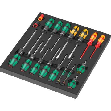 9710 foam insert screwdriver set 1, 18-piece black/grey, in foam insert for workshop trolleys