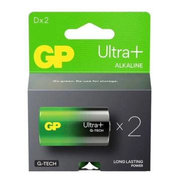 Baterie Alcalina UltraPlus GP R20 (D), 2 Bucati