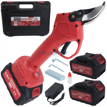 Foarfeca de taiat crengi, pe acumulator, 48V 8Ah, 2 acumulatori, Accesorii incluse, Geanta de Transport