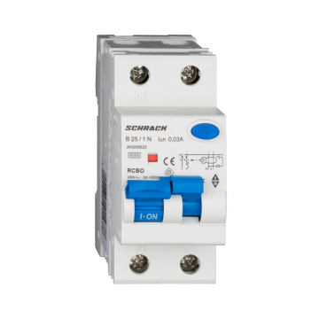 Intrerupator automat diferential, 1P+N, 6kA, B 25A, 30mA, tip A, SCHRACK AK668625