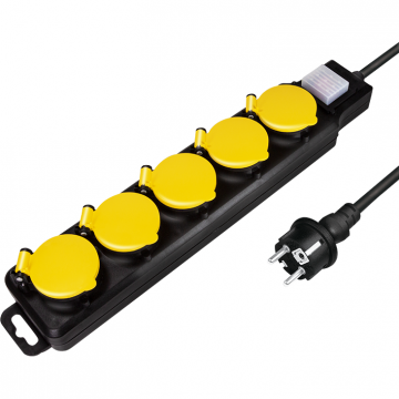 Prelungitor LPS255 5x Schuko 1.5m Black Yellow