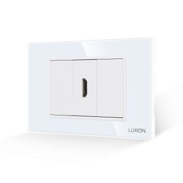 Priza HDMI + 2 Taste False LUXION cu Rama din Sticla, Standard Italian, 3M