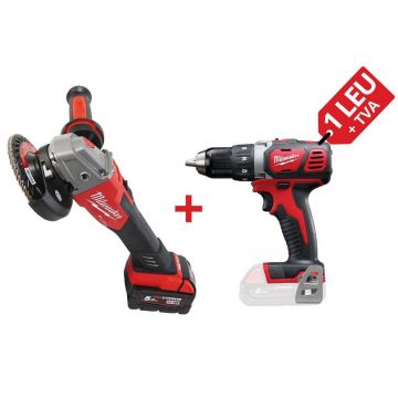 PROMO: Kit polizor unghiular cu acumulator Milwaukee M18 FSAG125XB-502X, 125mm + Masina de gaurit compacta M18, 50 Nm, mandrina 13mm, 4933478430-PROMO