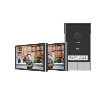 Sistem videointerfon HP7 2-Family Kit, 2K, 2 fire, ecran tactil 7 inch x2, Wi-Fi 6 dual band, RFID, detectie AI, CS-HP7 (3MP, 2-Family Kit)