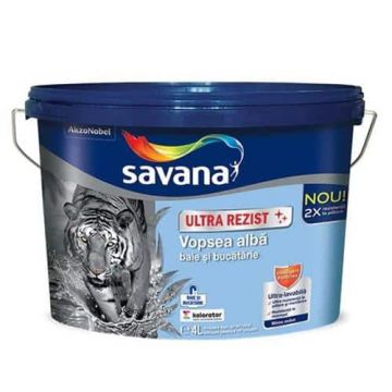 Vopsea ultralavabilă interior, baie și bucătărie, 4L, alb, Savana / EXT10004