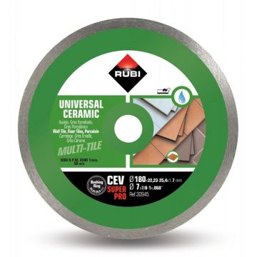 Disc diamantat pt. gresie si faianta 180mm, CEV 180 SuperPro - RUBI-30945