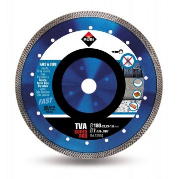 Disc diamantat pt. materiale foarte dure 180mm, TVA 180 SuperPro - RUBI-31934