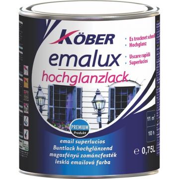 Vopsea alchidica pentru lemn / metal, 0.75 L, alb clasic, interior / exterior, Emalux, Kober