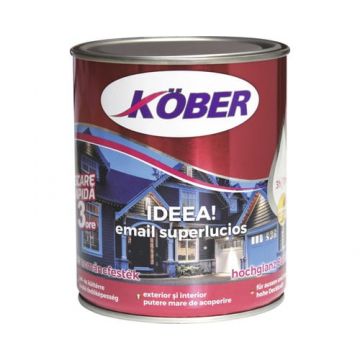 Vopsea alchidica, pentru lemn / metal, 0.75 L, alb, interior / exterior, Ideea, Kober