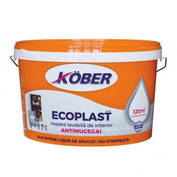 Vopsea lavabila, interior, alb, antimucegai, 8.5 L, Ecoplast, Kober