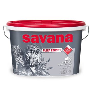 Vopsea superlavabila interior, alba, 8.5 L, Ultra Rezist cu Teflon, Savana