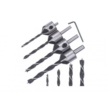 Set 4 burghie pentru lemn, 45 grade 3-93mm Powermat