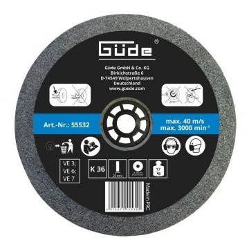 Disc abraziv pentru polizor de banc Guede GUDE55532, Ø200x25x32 mm, granulatie K36