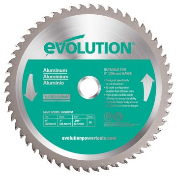 Disc pentru fierastrau circular, taiere aluminiu Evolution EVOA230TCT-80CS-0460, Ø230 x 25.4 mm, 80 dinti