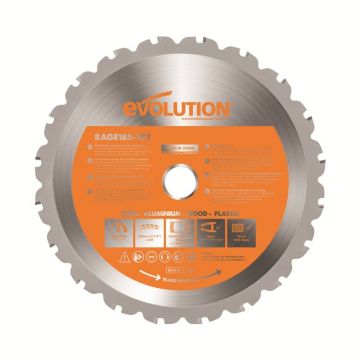 Disc pentru fierastrau circular, taiere multifunctionala Evolution EVORAGEBLADE185MULTI-9883, Ø185 x 20 mm, 20 dinti