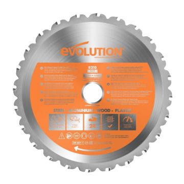 Disc pentru fierastrau circular, taiere multifunctionala Evolution EVORAGEBLADE210MULTI-1083, Ø210 x 25.4 mm, 24 dinti