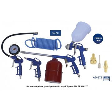 Set aer comprimat, pistol pneumatic, vopsit 8 piese ADLER AD-27Z