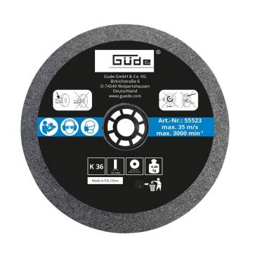 Disc abraziv pentru polizor de banc Guede GUDE55523, Ø125x16x20 mm, granulatie K36