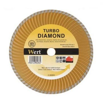 Disc diamantat turbo, taiere beton, piatra, granit Wert W2712-115 Ø115x22.2 mm