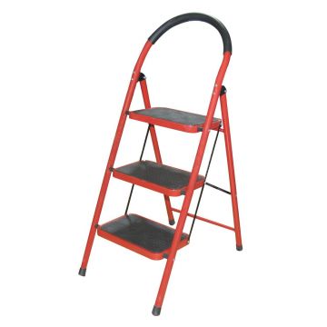 Scara Pliabila Metal, 3 Trepte Late, Max. 150 Kg, Rosu-Negru