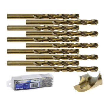 Set burghie pentru metal cu cobalt HSS 10mm 10 piese, GEKO G37100