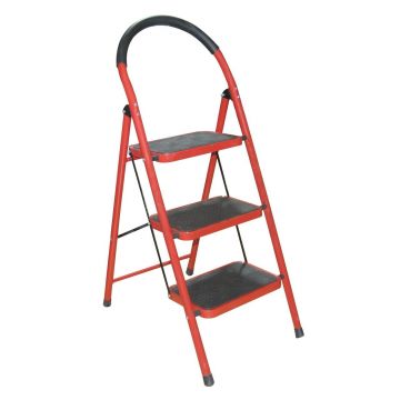 Set Scara Pliabila Metal Bigshot™, 3 Trepte Late, Max. 150 Kg, Rosu-Negru+ Suport Universal de Birou Pentru Tablete sau Telefoane