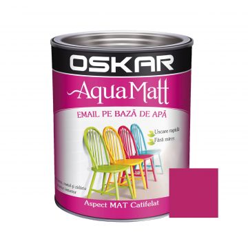 Vopsea pentru lemn / metal, interior / exterior, pe baza de apa, fuchsia chic, 0.6 L, Oskar Aqua Matt