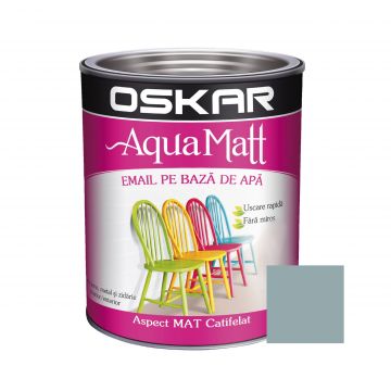 Vopsea pentru lemn / metal, interior / exterior, pe baza de apa, gri creativ, 0.6 L, Oskar Aqua Matt