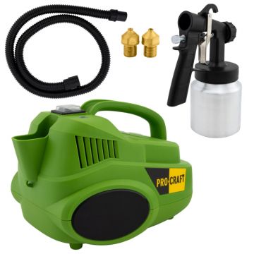 Pistol de vopsit ProCraft PSE950, 600W, 3000RPM, Duze 1 1.8  2.5mm, Volum recipient 900ml