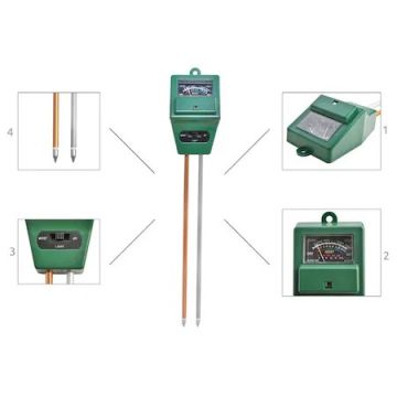 Tester pentru sol 3 in 1, umiditate, lumina, pH scala 3,5-8,2 sonde