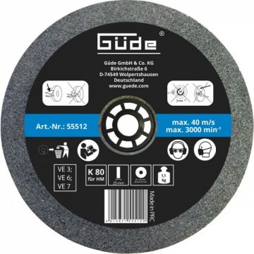 Disc abraziv pentru polizor de banc Gude 55512, O175x25x32 mm, granulatie K80