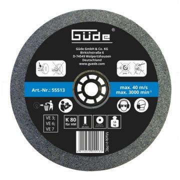 Disc abraziv pentru polizor de banc Gude 55513, O200x25x32 mm, granulatie K80