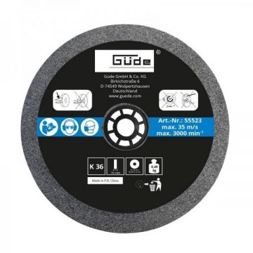 Disc abraziv pentru polizor de banc Guede 55523, O125x16x20 mm, granulatie K36