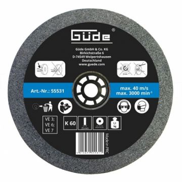 Disc abraziv pentru polizor de banc Gude 55531, O175x25x32 mm, granulatie K60