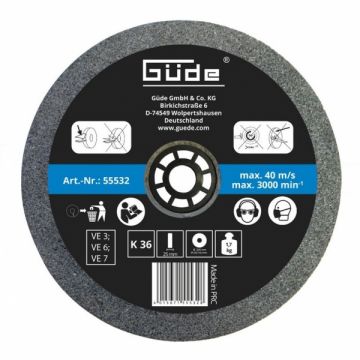 Disc abraziv pentru polizor de banc Guede 55532, O200x25x32 mm, granulatie K36