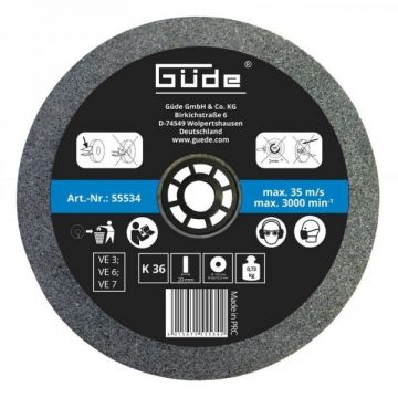 Disc abraziv pentru polizor de banc Guede 55534, O150x20x32 mm, granulatie K36