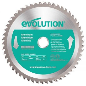 Disc pentru fierastrau circular, taiere aluminiu Evolution EVOBLADEAL-0422, O180 x 20 mm, 54 dinti