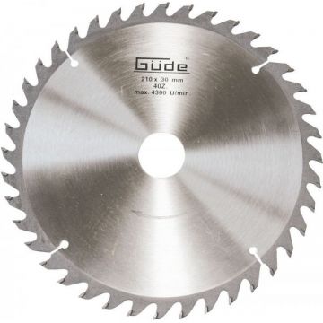 Disc pentru fierastrau circular, taiere lemn Gude 55075, O210x30 mm, 40 dinti