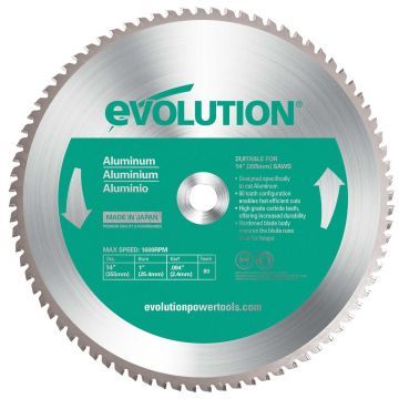 Disc pentru fierastrau circular, taiere aluminiu Evolution EVO80TBLADE14-0514, Ø355 x 25.4 mm, 80 dinti