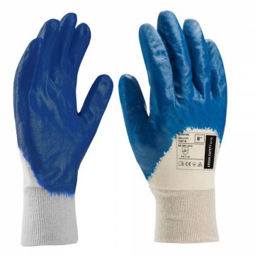 Manusi de protectie imersate in nitril 3 4 Houston - alb albastru - 3121X
