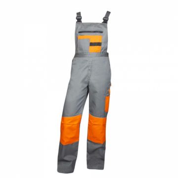 Pantaloni de lucru cu pieptar 2STRONG - gri portocaliu