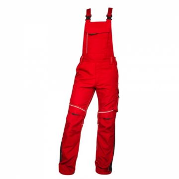 Pantaloni de lucru cu pieptar hidrofobizati URBAN+ culoare rosu