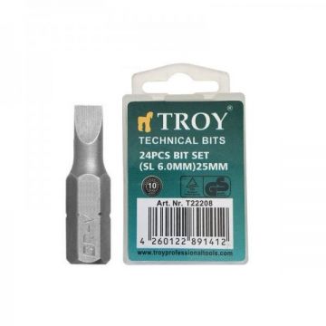 Set de biti drepti Troy 22208, SL6, 25 mm, 24 bucati