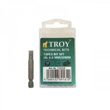 Set de biti drepti Troy 22228, SL6, 50 mm, 12 bucati