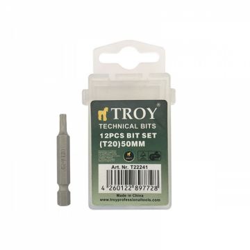 Set de biti torx Cr-V Troy 22241, T20, 50 mm, 10 bucati