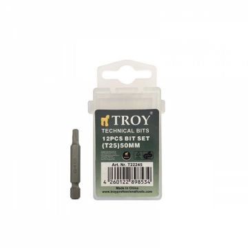 Set de biti torx Cr-V Troy 22245, T25, 50 mm, 10 bucati