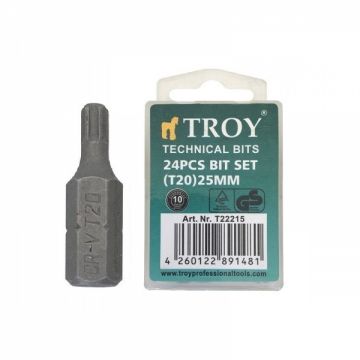 Set de biti torx Troy 22215, T20, 25 mm, 24 bucati