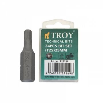 Set de biti torx Troy 22216, T25, 25 mm, 24 bucati