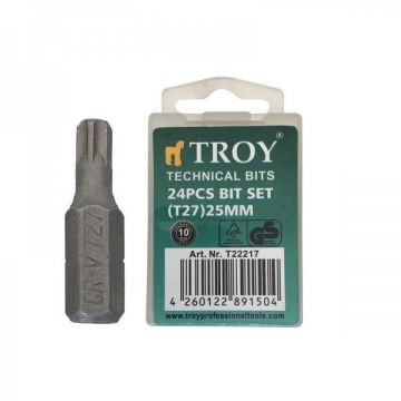 Set de biti torx Troy 22217, T27, 25 mm, 24 bucati