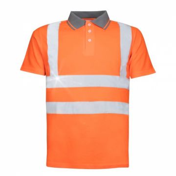 Tricou polo reflectorizant cu maneca scurta REF 202 - portocaliu